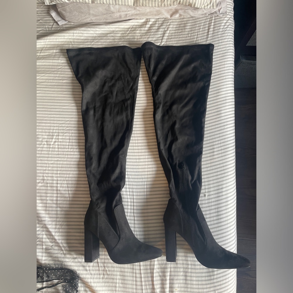 Black Asos Tall and Wide Thigh Boots